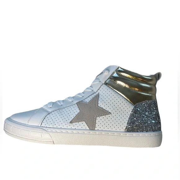 Vintage Havana Val High White/Gold/Silver Glitter High Top Shoes size 8.5 - Picture 1 of 10